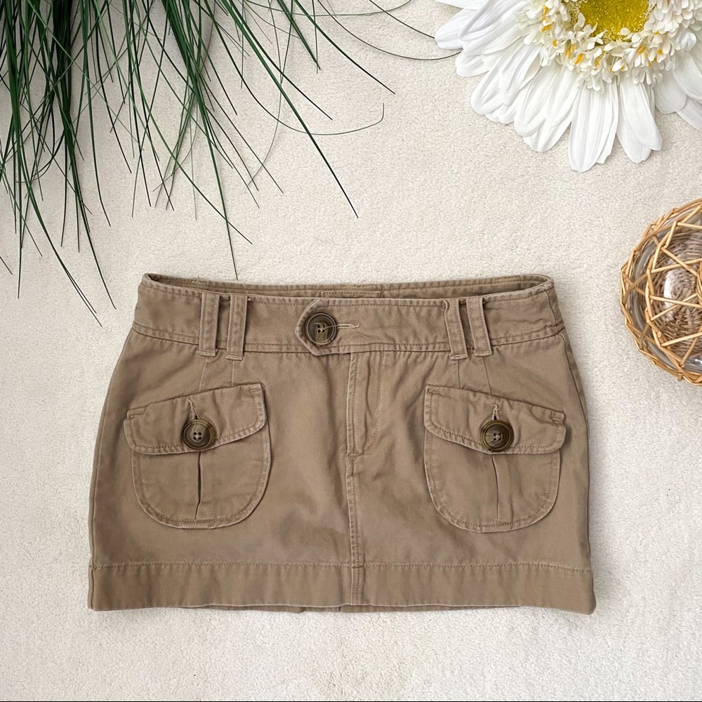 AEO khaki beige mini skirt with pockets